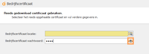 bedrijfscertificaat wizard wachtwoord tonen