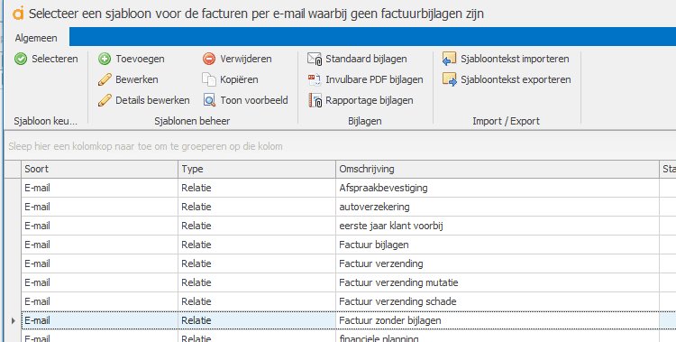 sjabloon voor factuur zonder bijlagen