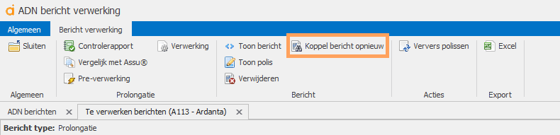 ADN bericht opnieuw koppelen