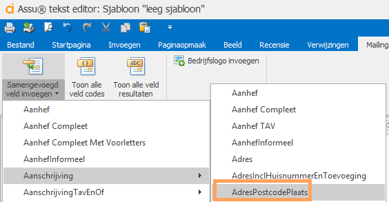 invoegvelden naw verzekeringnemer