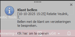 klantnaam op taak herinnering