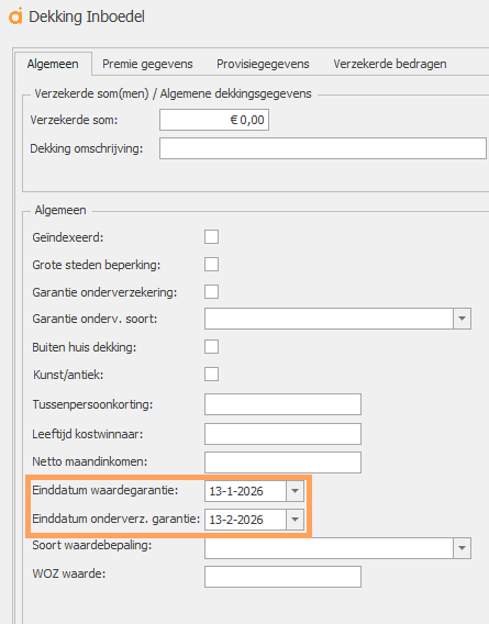 einddatum waardegarantie dekking inboedel