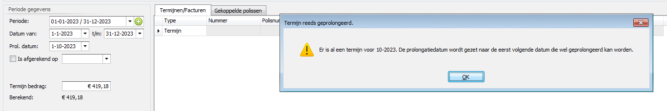 termijn reeds geprolongeer